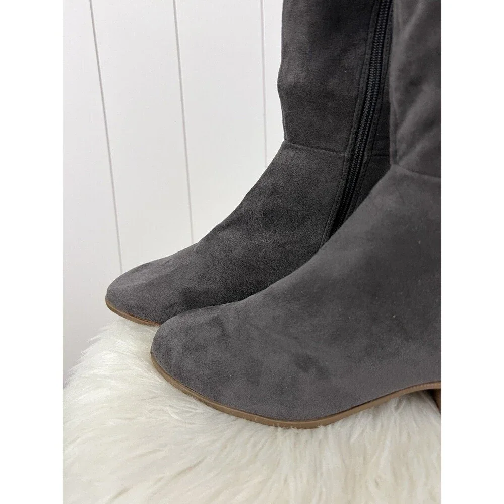 It's OK Brand Dark Grey Vegan Suede Over the Knee Riding Boots Size 9.5M